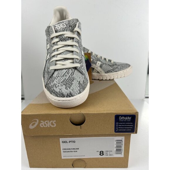 Asics Gel-PTG Snakeskin Low-Top Sneakers Cream/Gray Womens Size 8 Ortholite Inso - Picture 3 of 8